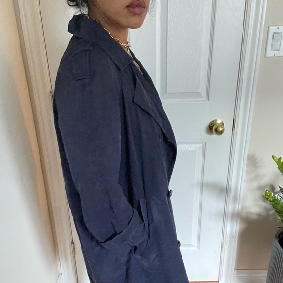 TOPSHOP | Oversized Navy Blue Trench | Size 10 - Picture 8 of 13